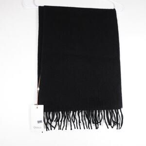 New Quince Unisex Black Alpaca Fringe Scarf Winter Neck Warmer 12x68